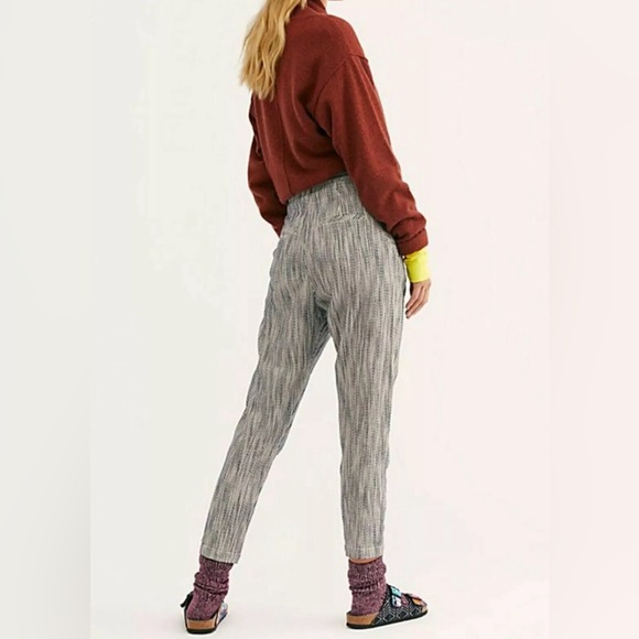 NWT Free People Light At Sunrise Indigo Blue Striped High Waisted Pants Sz 0 - Picture 2 of 7